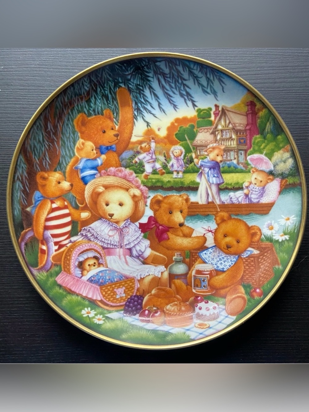 Teddy Bear Picnic Carol Lawson Franklin Mint Porcelain Collector Plate